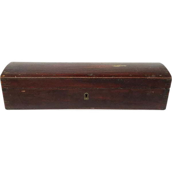 Long Chinese Qing Lacquered Wood Iron Handle Document Box