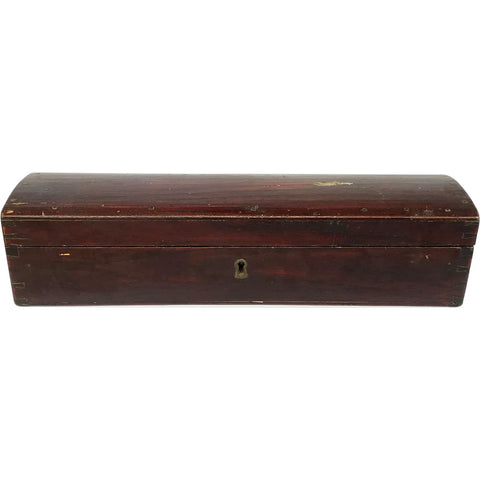 Long Chinese Qing Lacquered Wood Iron Handle Document Box