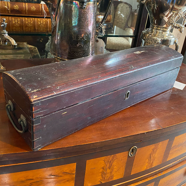 Long Chinese Qing Lacquered Wood Iron Handle Document Box