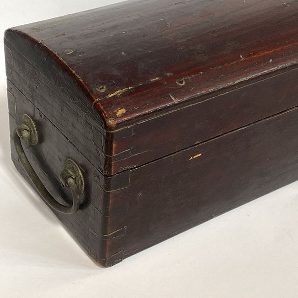 Long Chinese Qing Lacquered Wood Iron Handle Document Box