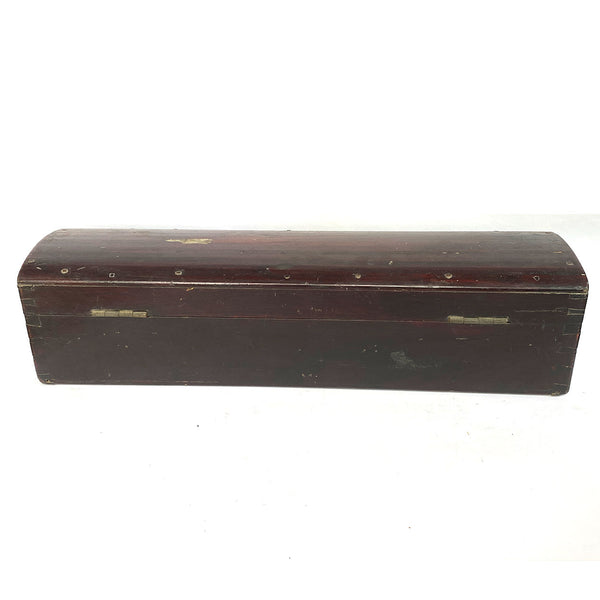 Long Chinese Qing Lacquered Wood Iron Handle Document Box