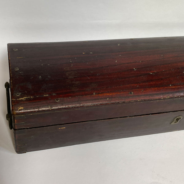 Long Chinese Qing Lacquered Wood Iron Handle Document Box