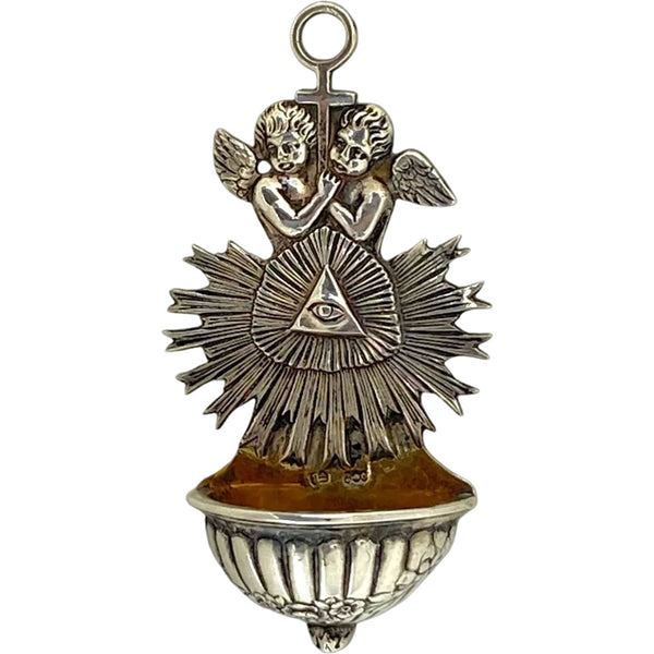 Small German Gilt .800 Silver Ecclesiastical Holy Water Wall Font