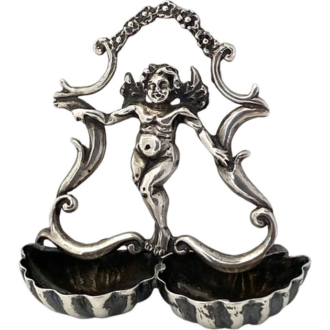 Small Vintage Italian .800 Silver Ecclesiastical Holy Water Double Wall Font