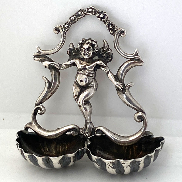 Small Vintage Italian .800 Silver Ecclesiastical Holy Water Double Wall Font