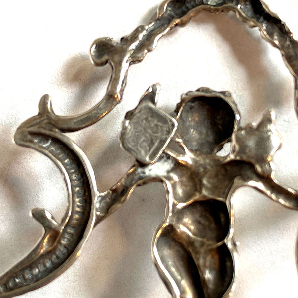 Small Vintage Italian .800 Silver Ecclesiastical Holy Water Double Wall Font