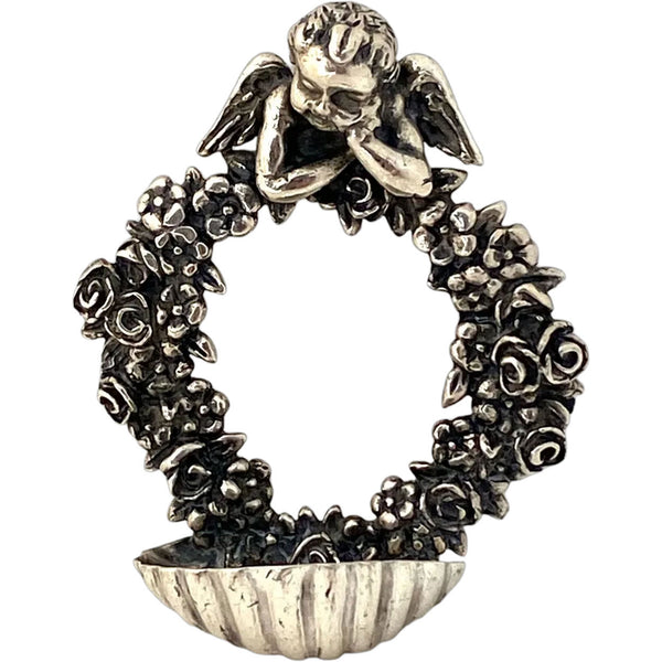Small Vintage Italian Giovanni Raspini .800 Silver Ecclesiastical Holy Water Wall Font