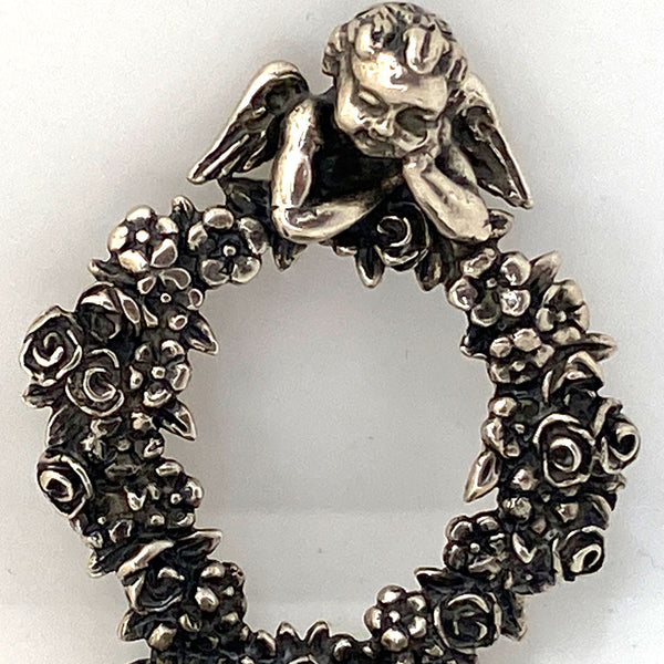 Small Vintage Italian Giovanni Raspini .800 Silver Ecclesiastical Holy Water Wall Font
