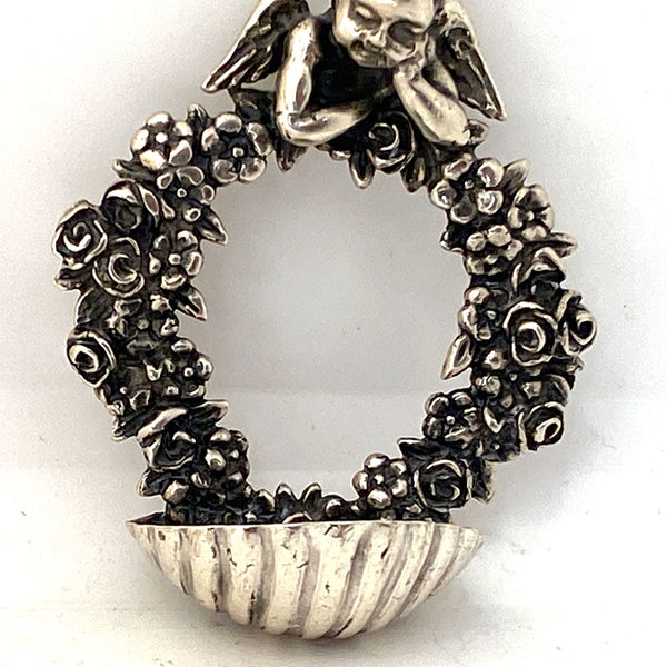 Small Vintage Italian Giovanni Raspini .800 Silver Ecclesiastical Holy Water Wall Font