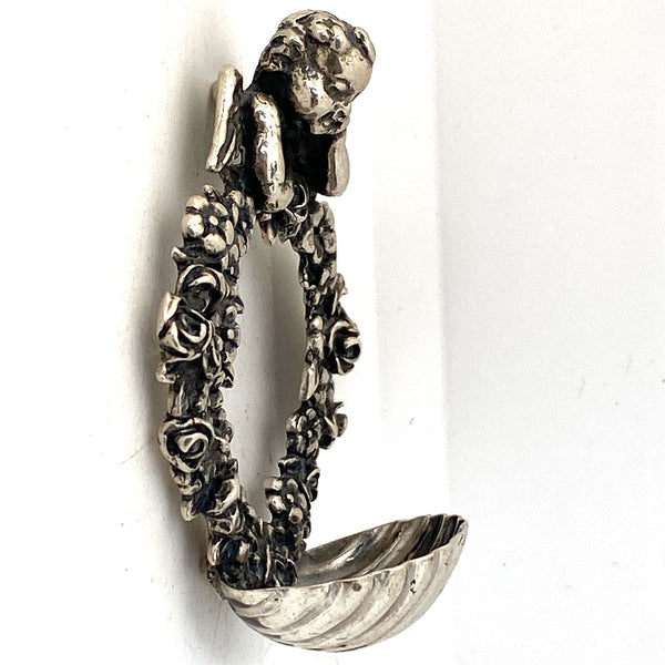 Small Vintage Italian Giovanni Raspini .800 Silver Ecclesiastical Holy Water Wall Font