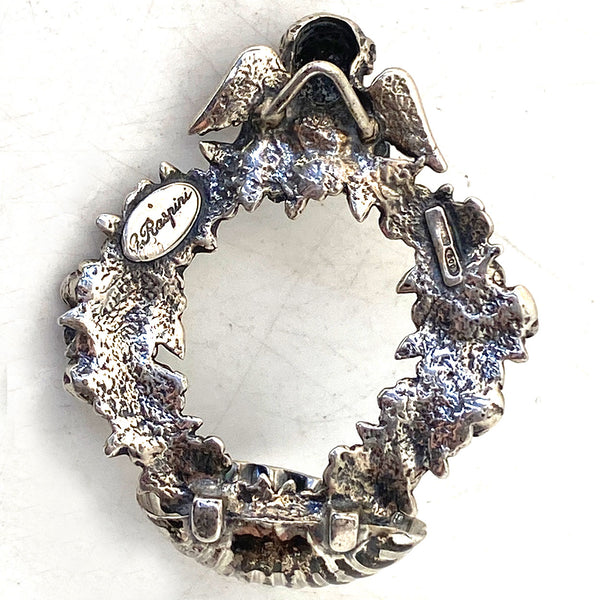 Small Vintage Italian Giovanni Raspini .800 Silver Ecclesiastical Holy Water Wall Font