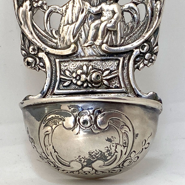 Small German .800 Silver Ecclesiastical Madonna and Child Holy Water Wall Font (Stoup)