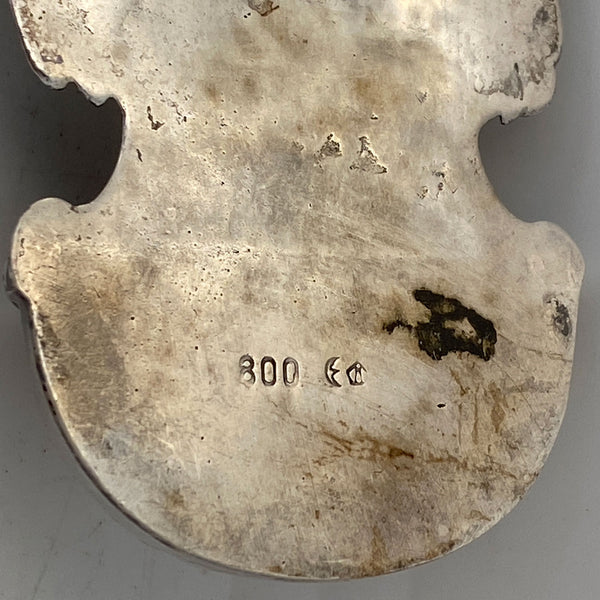 Small German .800 Silver Ecclesiastical Madonna and Child Holy Water Wall Font (Stoup)