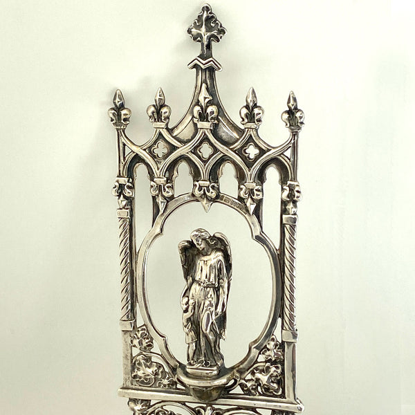 German Gothic Revival .800 Silver Ecclesiastical Wall Mount Water Font (Stoup)