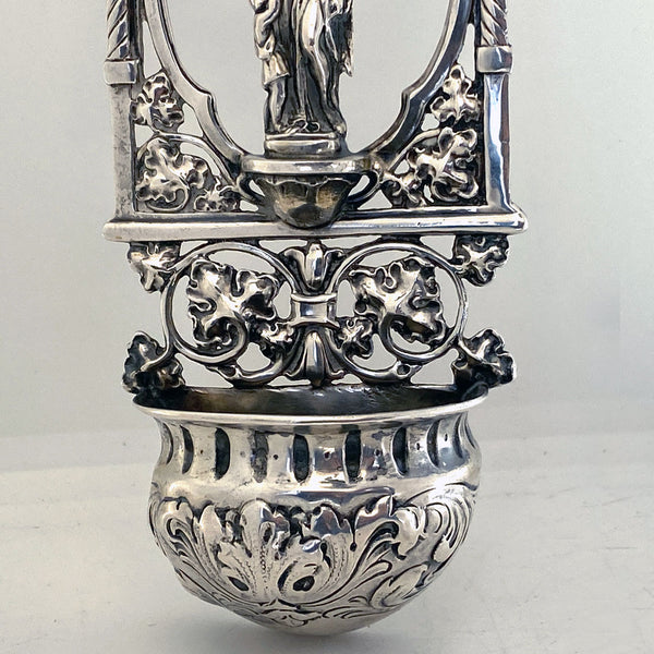 German Gothic Revival .800 Silver Ecclesiastical Wall Mount Water Font (Stoup)