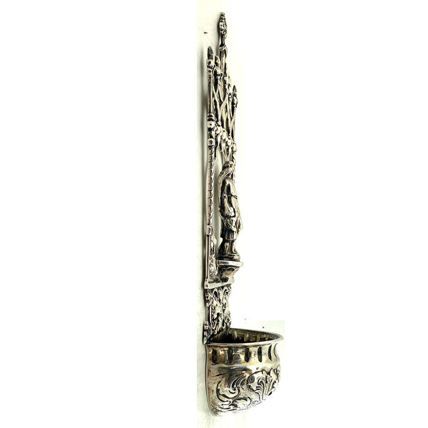 German Gothic Revival .800 Silver Ecclesiastical Wall Mount Water Font (Stoup)