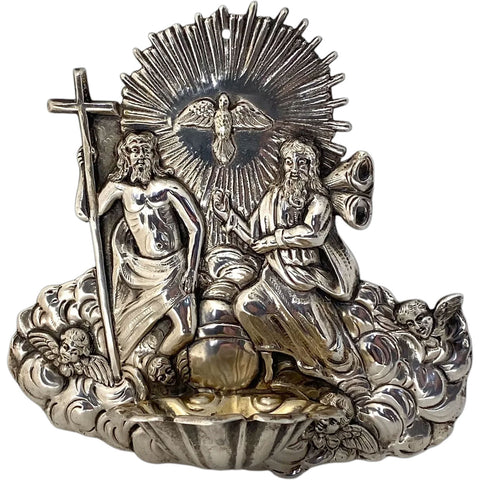 German Wilheim Weinrank Gilt .800 Silver Holy Water Wall Font