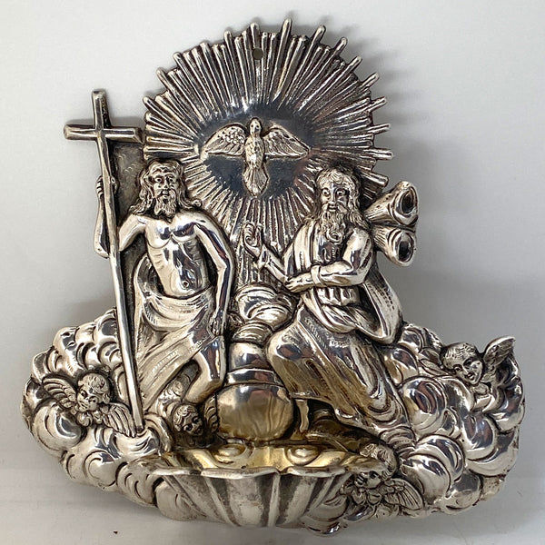 German Wilheim Weinrank Gilt .800 Silver Holy Water Wall Font