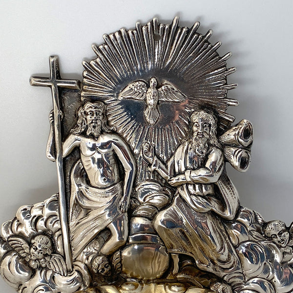 German Wilheim Weinrank Gilt .800 Silver Holy Water Wall Font