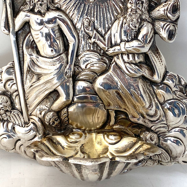 German Wilheim Weinrank Gilt .800 Silver Holy Water Wall Font