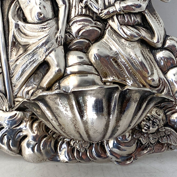 German Wilheim Weinrank Gilt .800 Silver Holy Water Wall Font