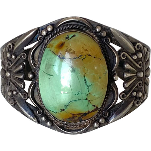Native American Maisel's Indian Trading Post Sterling Silver Turquoise Cuff Bracelet