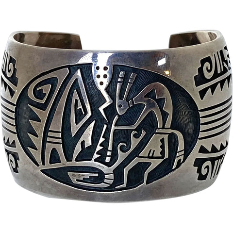 Native American THOMAS SINGER Navajo Silver Kokopelli Cuff Bracelet