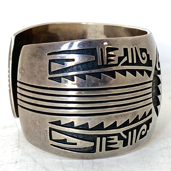 Native American THOMAS SINGER Navajo Silver Kokopelli Cuff Bracelet