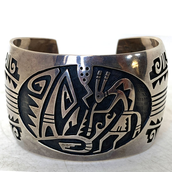 Native American THOMAS SINGER Navajo Silver Kokopelli Cuff Bracelet