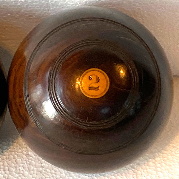 Collection of Three Large Scottish Thomas Taylor Lignum Vitae Lawn Balls