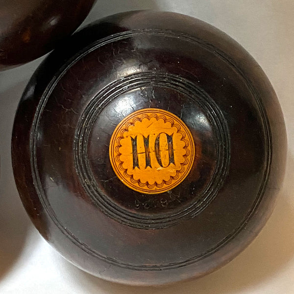 Collection Five Large Scottish Thomas Taylor Lignum Vitae Lawn Bowls