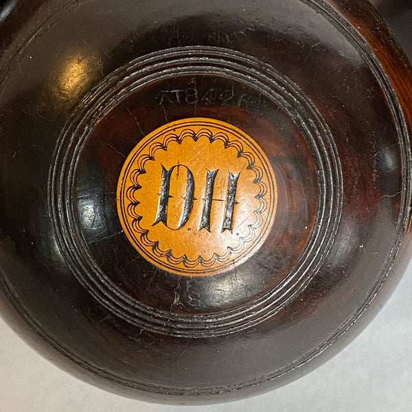 Collection Five Large Scottish Thomas Taylor Lignum Vitae Lawn Bowls