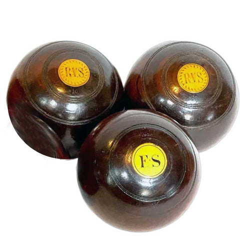 Collection of Three Large Scottish Thomas Taylor Lignum Vitae Lawn Balls