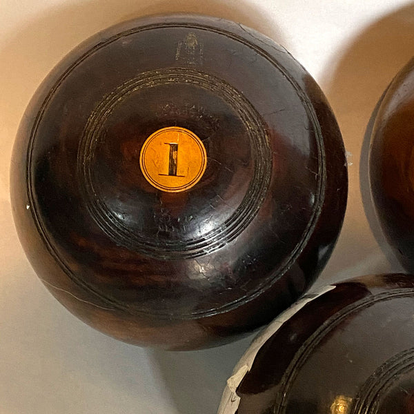 Collection Five Large Scottish Thomas Taylor Lignum Vitae Lawn Bowls