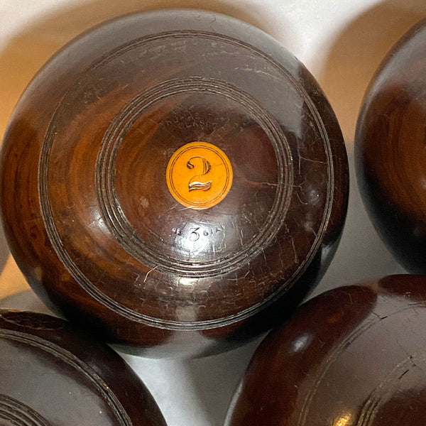 Collection Five Large Scottish Thomas Taylor Lignum Vitae Lawn Bowls
