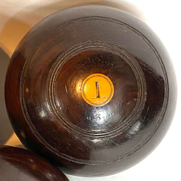Collection Five Large Scottish Thomas Taylor Lignum Vitae Lawn Bowls