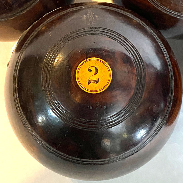 Collection Five Large Scottish Thomas Taylor Lignum Vitae Lawn Bowls