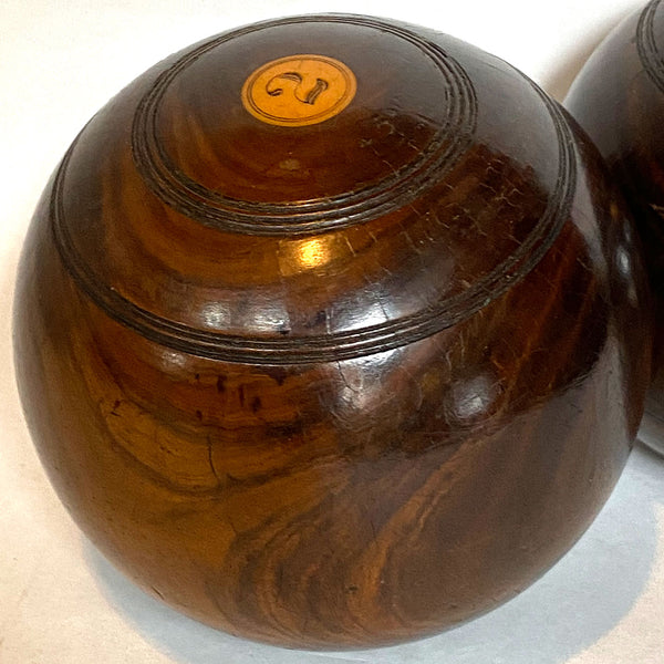 Collection Five Large Scottish Thomas Taylor Lignum Vitae Lawn Bowls
