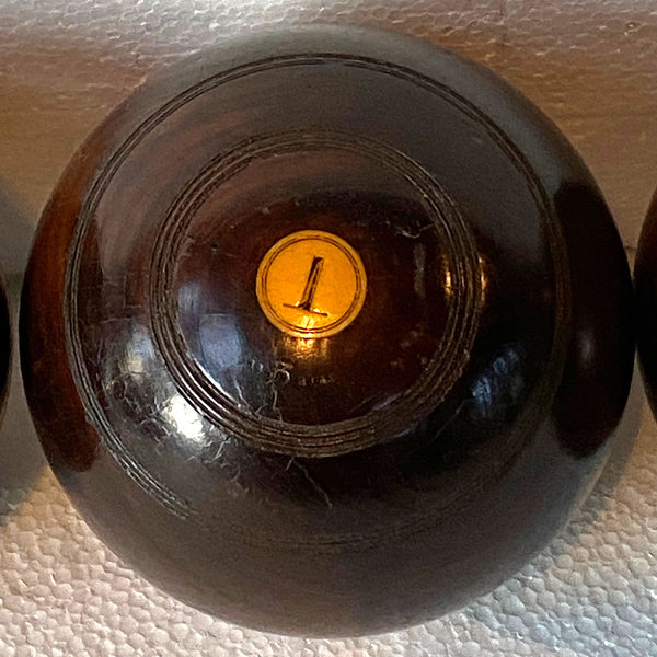 Collection of Three Large Scottish Thomas Taylor Lignum Vitae Lawn Balls