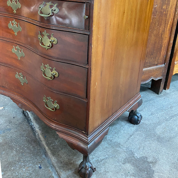 American Boston Chippendale Figured Mahogany Oxbow Fall Front Desk