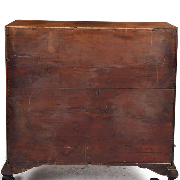 American Boston Chippendale Figured Mahogany Oxbow Fall Front Desk