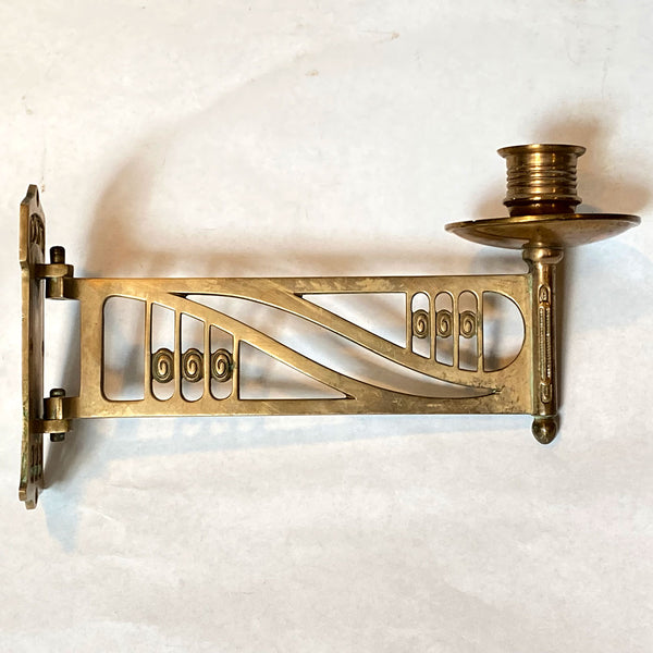 Pair Austrian Jugendstil Gilt Brass Swivel Bracket Candle Piano Sconces