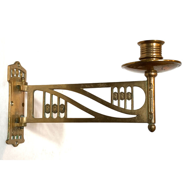 Pair Austrian Jugendstil Gilt Brass Swivel Bracket Candle Piano Sconces