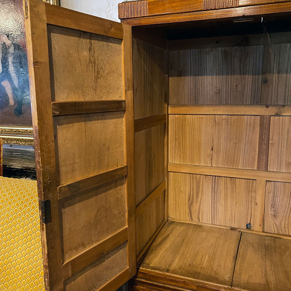 Vintage Korean Figured Kiri Wood and Elm Two-Part Wardrobe Cabinet