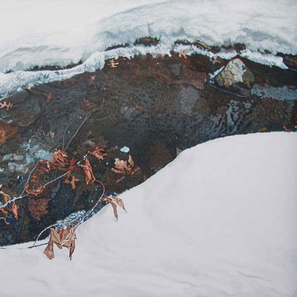 Vintage Large Oil on Canvas Tryptic Painting, Snowy Brook [19-feet]