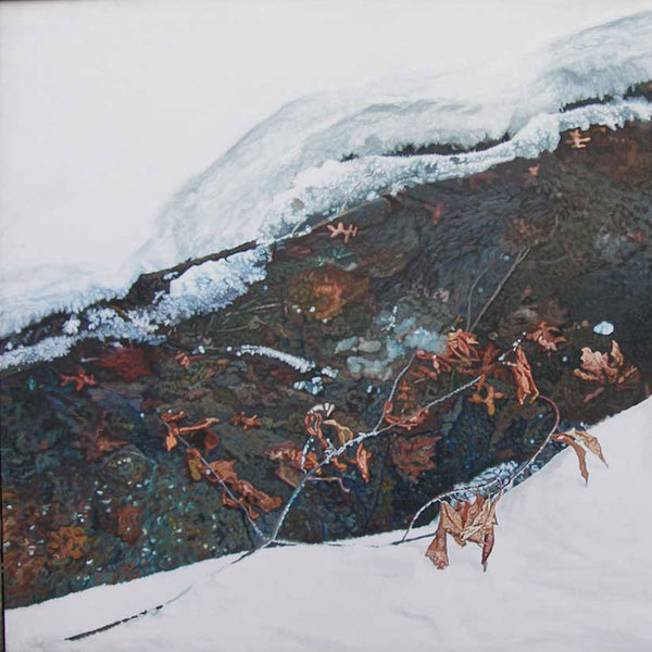 Vintage Large Oil on Canvas Tryptic Painting, Snowy Brook [19-feet]