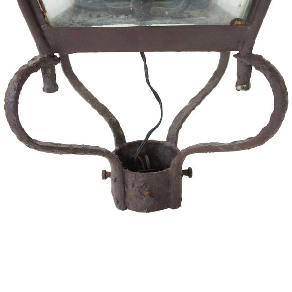 Victorian Copper and Glass Three-Light Street Post Lantern