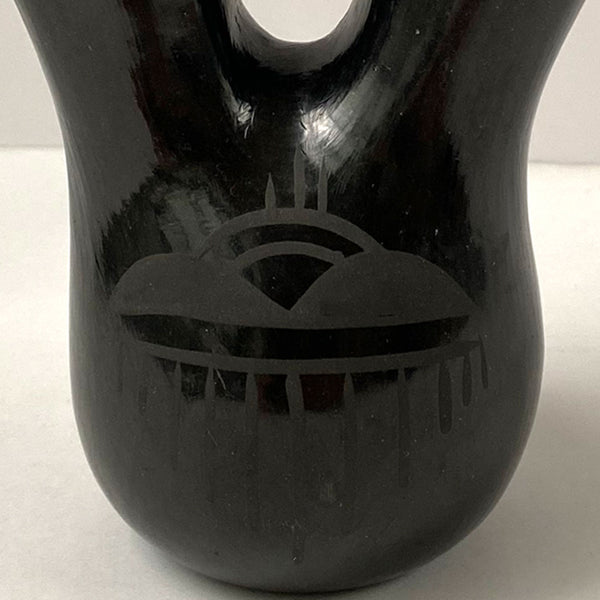 Native American Maria Santa Clara Blackware Pottery Wedding Vase Vessel