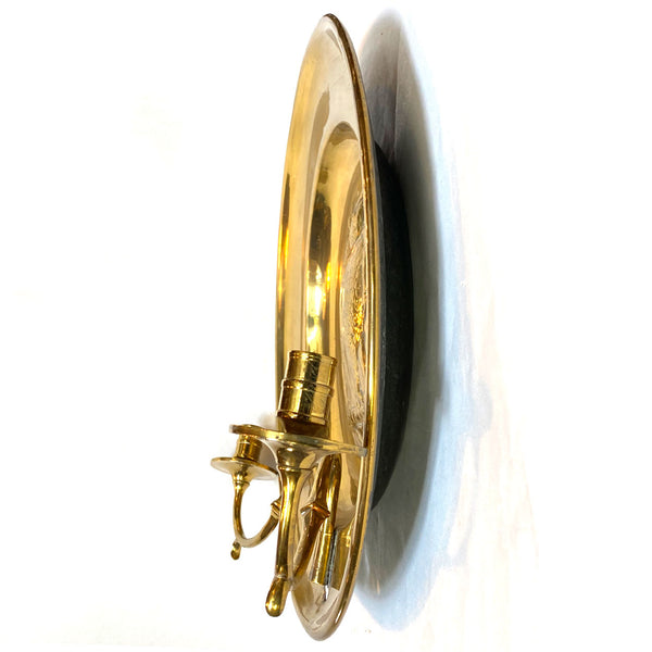 English Arts and Crafts Repoussé Brass Owl Two-Arm Candle Wall Sconce