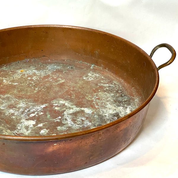 Large French Copper and Brass Two-Handle Cooking Basin (Confisier)